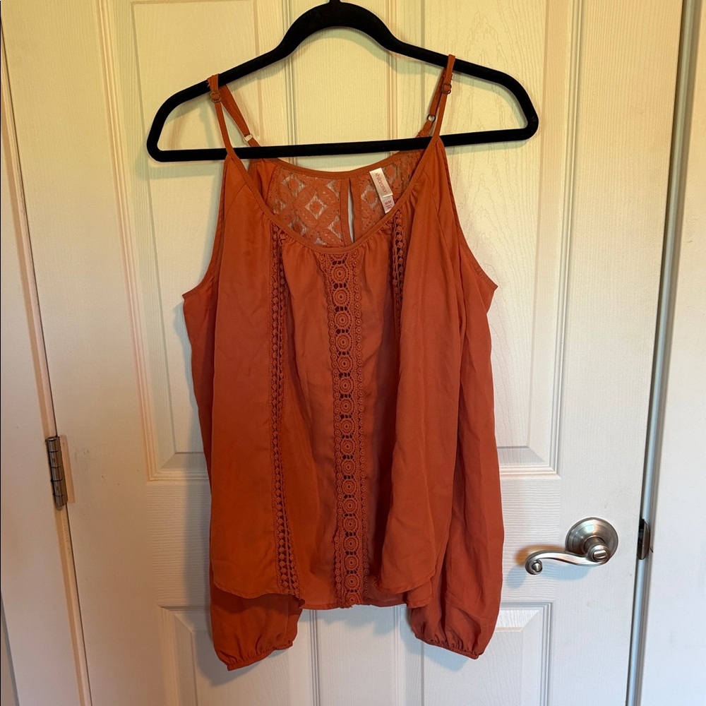 Women's Orange open Shoulder Long Sleeve Top